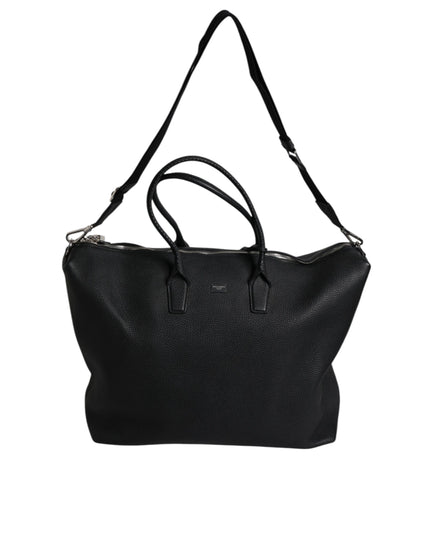 Dolce & Gabbana Black Calfskin Leather Hand Shoulder Duffle Bag
