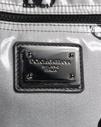 Dolce & Gabbana Polyester Gray Black DG Logo Plaque Backpack Bag