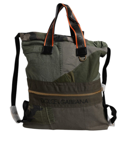 Dolce & Gabbana Military Green Patchwork Rucksack Backpack Bag