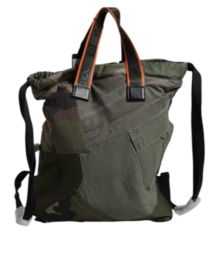 Dolce & Gabbana Military Green Patchwork Rucksack Backpack Bag