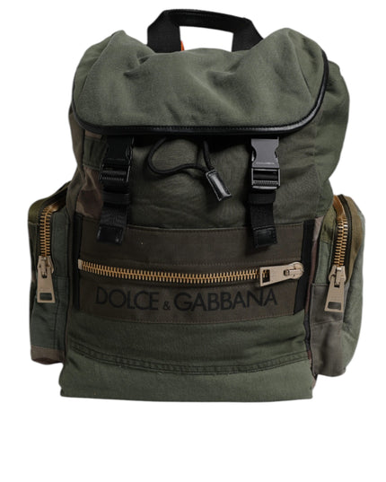Dolce & Gabbana Military Green Patchwork Travel Backpack Bag
