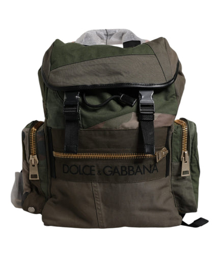 Dolce & Gabbana Military Green Patchwork Travel Backpack Bag