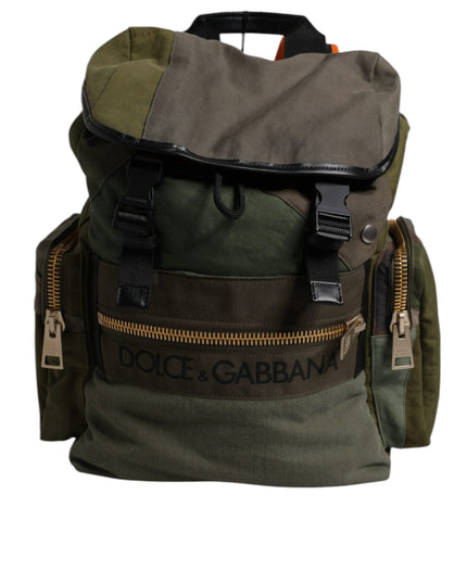 Dolce & Gabbana Military Green Patchwork Travel Backpack Bag