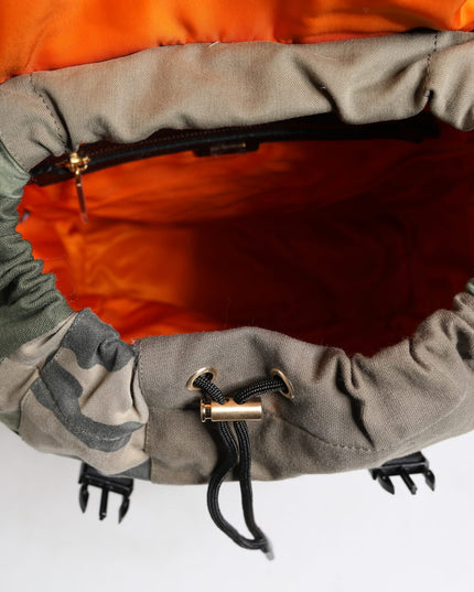 Dolce & Gabbana Military Green Patchwork School Backpack Bag