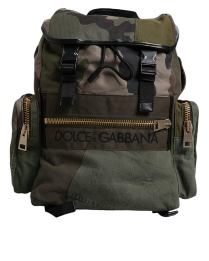 Dolce & Gabbana Military Green Patchwork Travel Backpack Bag