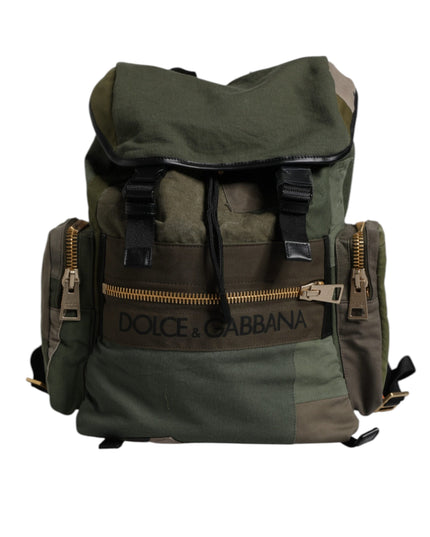 Dolce & Gabbana Military Green Patchwork School Backpack Bag