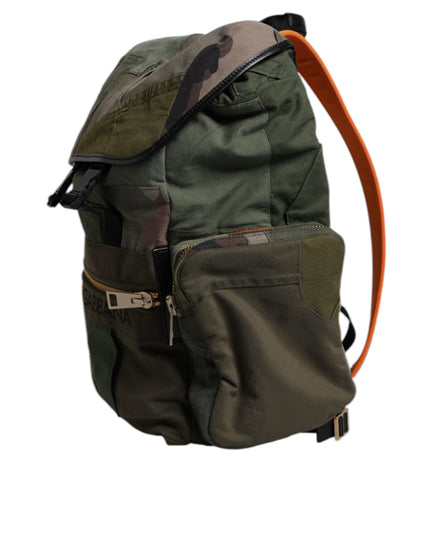 Dolce & Gabbana Military Green Patchwork Travel Backpack Bag