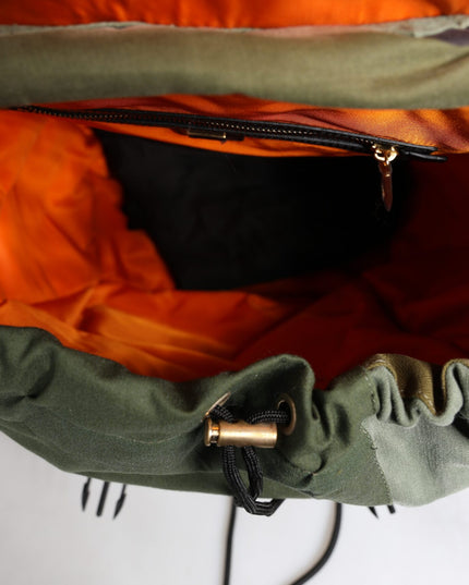 Dolce & Gabbana Military Green Patchwork Travel Backpack Bag