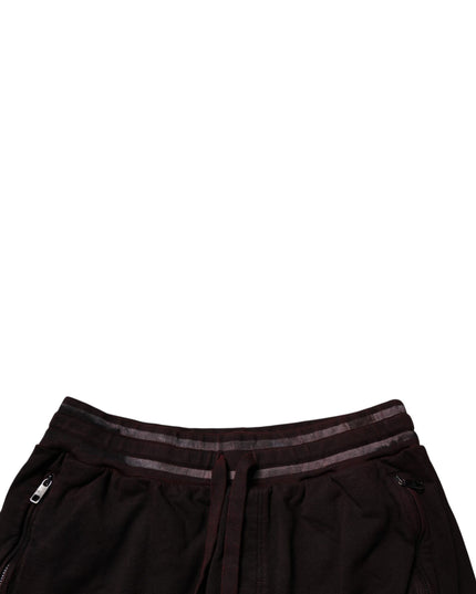Dolce & Gabbana Maroon Cotton Logo Plaque Men Bermuda Shorts