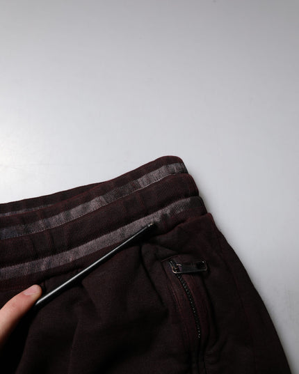 Dolce & Gabbana Maroon Cotton Logo Plaque Men Bermuda Shorts