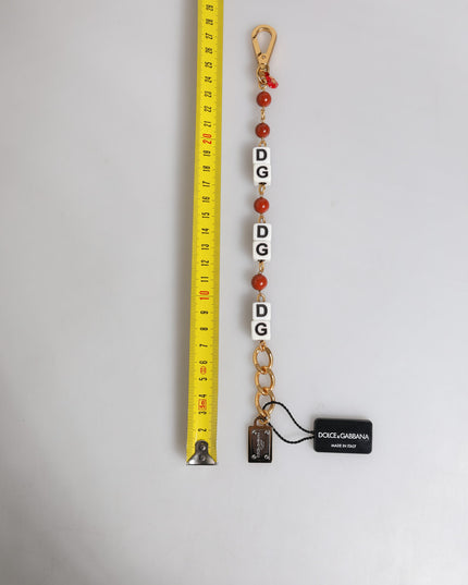 Dolce & Gabbana Multicolor Gold Tone Brass Chain DG Logo Dice Bracelet