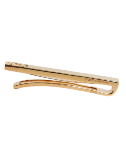 Dolce & Gabbana Gold Tone Brass Logo Branded Tie Clip Bar