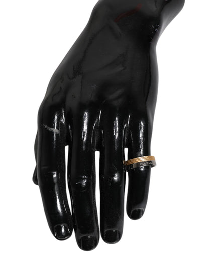 Dolce & Gabbana Gold Silver Tone Real Brass DG Logo Ring