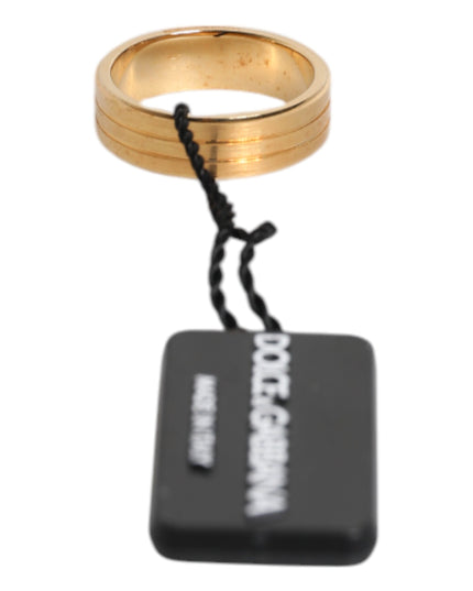 Dolce & Gabbana Gold Tone Brass Red Crystal DG Logo Ring