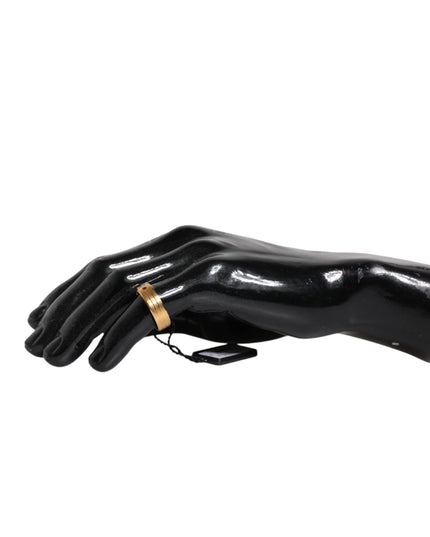 Dolce & Gabbana Gold Tone Brass Red Crystal DG Logo Ring