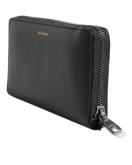 Dolce & Gabbana Black Blue Exotic Leather Embossed Continental Wallet