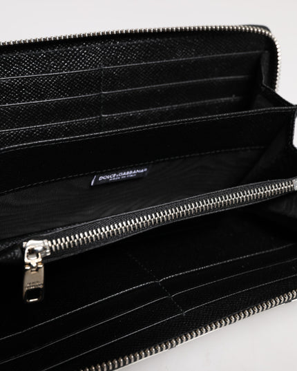 Dolce & Gabbana White Leather DG Crown Royals Continental Zip Around Wallet