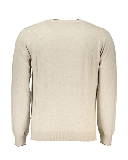 Harmont & Blaine Beige Crew Neck Luxury Sweater with Embroidery