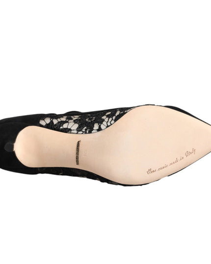 Dolce & Gabbana Black Mary Jane Taormina Lace Pumps Shoes