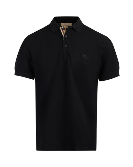Burberry Black Cotton Collared Polo Shirt
