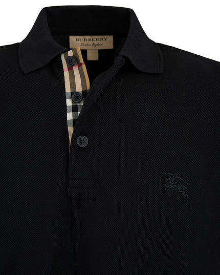 Burberry Black Cotton Collared Polo Shirt