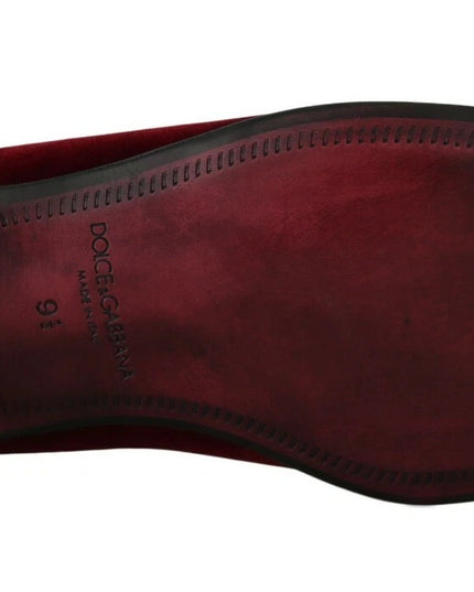 Dolce & Gabbana Bordeaux Velvet Loafers Gun Horseshoe Shoes