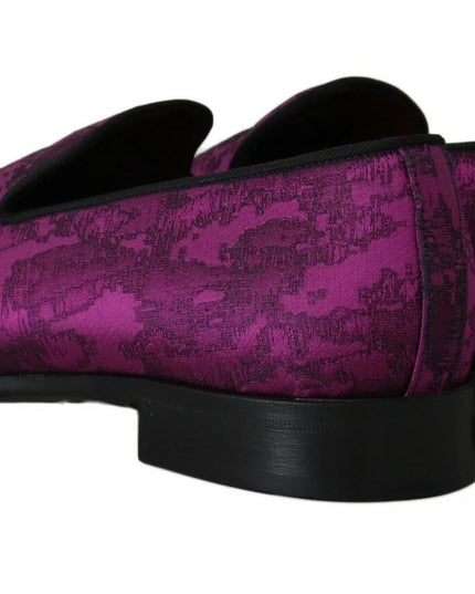 Dolce & Gabbana Purple Jacquard Loafers Dress Formal Shoes