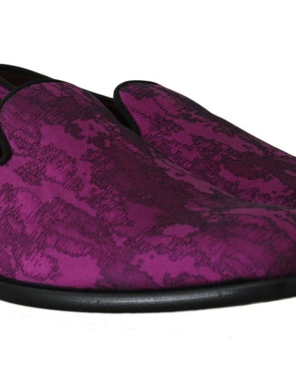 Dolce & Gabbana Purple Jacquard Loafers Dress Formal Shoes