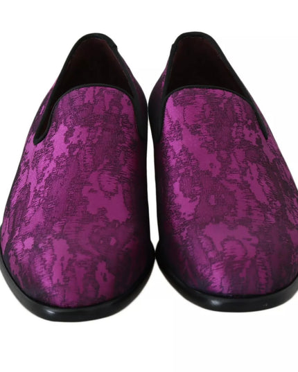 Dolce & Gabbana Purple Jacquard Loafers Dress Formal Shoes