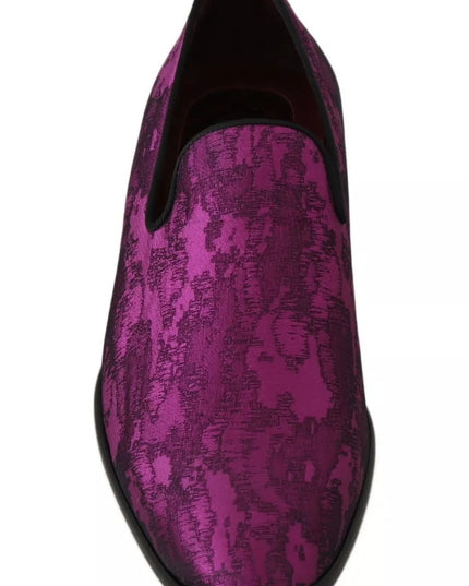 Dolce & Gabbana Purple Jacquard Loafers Dress Formal Shoes