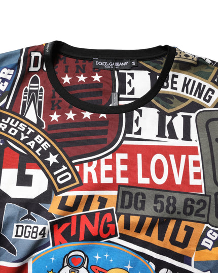 Dolce & Gabbana Multicolor Patchwork Cotton Crew Neck T-shirt