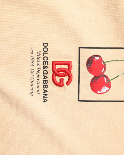 Dolce & Gabbana Beige Cotton Logo Print Crew Neck T-shirt