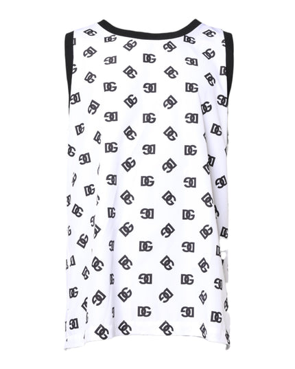 Dolce & Gabbana White Polyester Sleeveless DG Logo T-shirt
