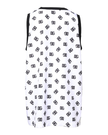 Dolce & Gabbana White Polyester Sleeveless DG Logo T-shirt
