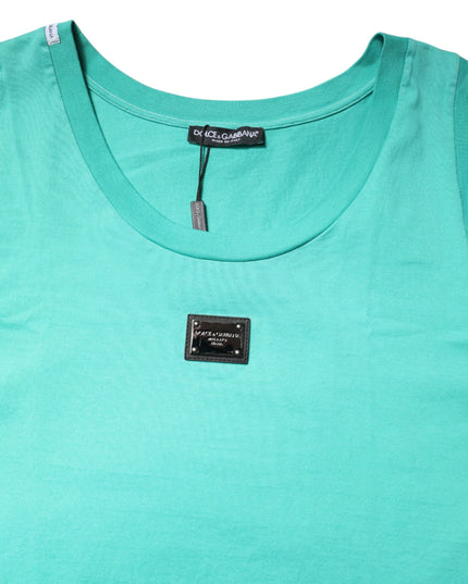 Dolce & Gabbana Green Sleeveless Logo Round Neck T-shirt