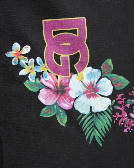 Dolce & Gabbana Black DG Floral Print Crew Neck T-shirt