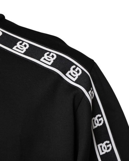 Dolce & Gabbana Black Cotton DG Print Turtleneck T-shirt