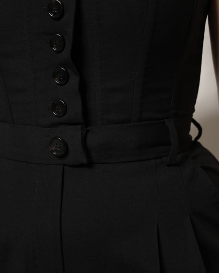 Dolce & Gabbana Black Wool Strapless Romper Jumpsuit Dress