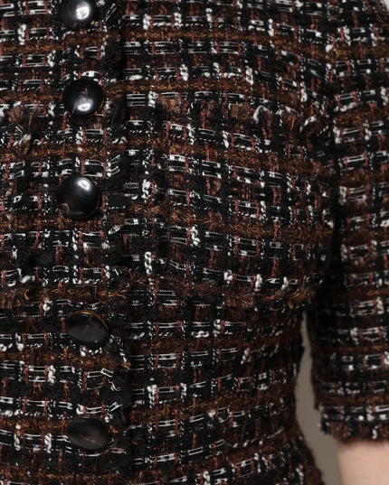 Dolce & Gabbana Brown Tweed Short Sleeves A-line Mini Dress