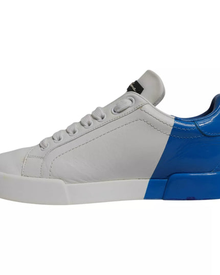 Dolce & Gabbana White Blue Logo Portofino Sneakers Shoes