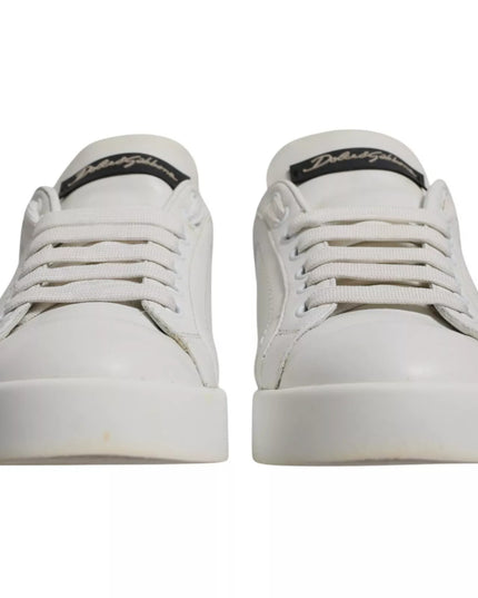 Dolce & Gabbana White Blue Logo Portofino Sneakers Shoes