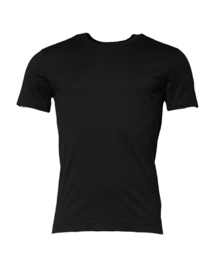 Dolce & Gabbana Black Cotton Short Sleeves Round Neck T-shirt