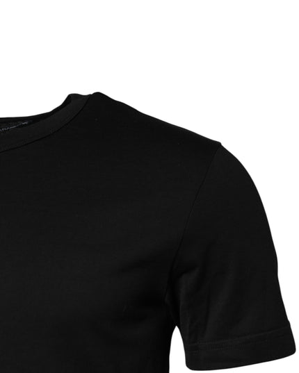 Dolce & Gabbana Black Cotton Short Sleeves Round Neck T-shirt