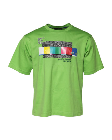 Dolce & Gabbana Green Graphic Printed Round Neck T-shirt