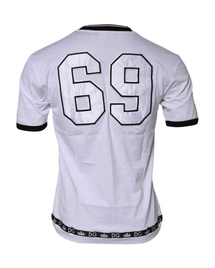 Dolce & Gabbana White Cotton Crown King Embroidery T-shirt