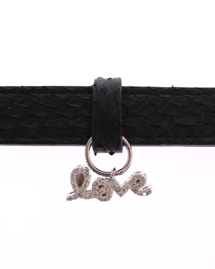 Nialaya Snakeskin CZ LOVE 925 Silver Bracelet