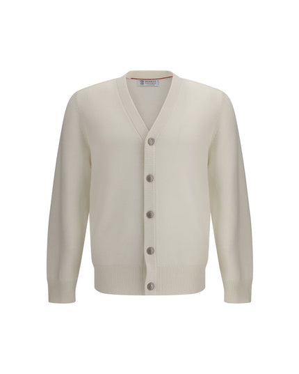 Brunello Cucinelli White Cashmere Cardigan