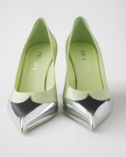 Prada Satin And Metallic Leather Pumps