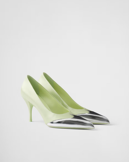 Prada Satin And Metallic Leather Pumps