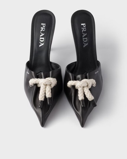 Prada Black Nappa Leather Rope Detail  Sandals